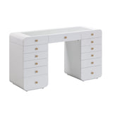 Hollywood 56" White 13-Drawer Vanity Desk