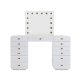 Hollywood 56" White Desk with Vanity Mirror - Small