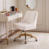 Beatrix Performance Velvet Office Swivel Chair - Cream