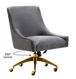 Beatrix Performance Velvet Office Swivel Chair - Grey