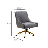 Beatrix Performance Velvet Office Swivel Chair - Grey