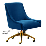 Beatrix Performance Velvet Office Swivel Chair - Navy