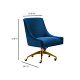 Beatrix Performance Velvet Office Swivel Chair - Navy