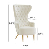 Jezebel Performance Velvet Wingback Accent Chair by Inspire Me! Home Decor - Cream