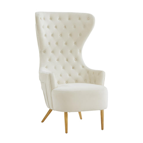 Jezebel Performance Velvet Wingback Accent Chair by Inspire Me! Home Decor - Cream