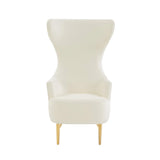 Julia Performance Velvet Channel Tufted Wingback Accent Chair by Inspire Me! Home Decor - Cream