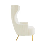 Julia Performance Velvet Channel Tufted Wingback Accent Chair by Inspire Me! Home Decor - Cream