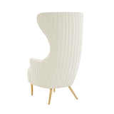Julia Performance Velvet Channel Tufted Wingback Accent Chair by Inspire Me! Home Decor - Cream