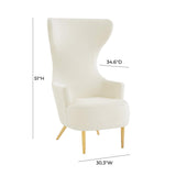 Julia Performance Velvet Channel Tufted Wingback Accent Chair by Inspire Me! Home Decor - Cream