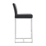 Denmark Performance Vegan Leather Stool with Silver Base - Set of 2 - Black / Counter Height