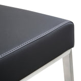 Denmark Performance Vegan Leather Stool with Silver Base - Set of 2 - Black / Counter Height