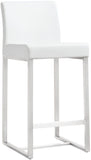 Denmark Performance Vegan Leather Stool with Silver Base - Set of 2 - White / Counter Height