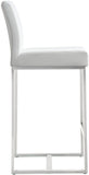 Denmark Performance Vegan Leather Stool with Silver Base - Set of 2 - White / Counter Height