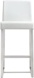 Denmark Performance Vegan Leather Stool with Silver Base - Set of 2 - White / Counter Height