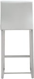 Denmark Performance Vegan Leather Stool with Silver Base - Set of 2 - White / Counter Height