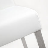 Denmark Performance Vegan Leather Stool with Silver Base - Set of 2 - White / Counter Height