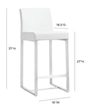 Denmark Performance Vegan Leather Stool with Silver Base - Set of 2 - White / Counter Height