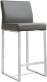 Denmark Performance Vegan Leather Stool with Silver Base - Set of 2 - Grey / Counter Height