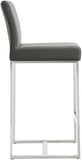 Denmark Performance Vegan Leather Stool with Silver Base - Set of 2 - Grey / Counter Height