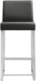 Denmark Performance Vegan Leather Stool with Silver Base - Set of 2 - Grey / Counter Height