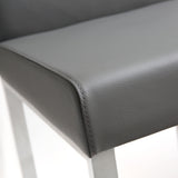 Denmark Performance Vegan Leather Stool with Silver Base - Set of 2 - Grey / Counter Height