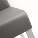 Denmark Performance Vegan Leather Stool with Silver Base - Set of 2 - Grey / Counter Height