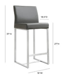 Denmark Performance Vegan Leather Stool with Silver Base - Set of 2 - Grey / Counter Height