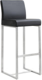 Denmark Performance Vegan Leather Stool with Silver Base - Set of 2 - Black / Bar Height