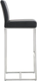Denmark Performance Vegan Leather Stool with Silver Base - Set of 2 - Black / Bar Height