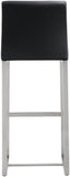 Denmark Performance Vegan Leather Stool with Silver Base - Set of 2 - Black / Bar Height