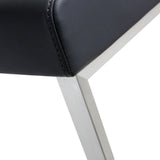Denmark Performance Vegan Leather Stool with Silver Base - Set of 2 - Black / Bar Height