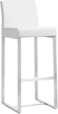 Denmark Performance Vegan Leather Stool with Silver Base - Set of 2 - White / Bar Height