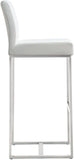 Denmark Performance Vegan Leather Stool with Silver Base - Set of 2 - White / Bar Height