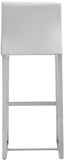Denmark Performance Vegan Leather Stool with Silver Base - Set of 2 - White / Bar Height