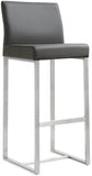 Denmark Performance Vegan Leather Stool with Silver Base - Set of 2 - Grey / Bar Height