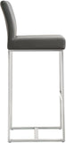Denmark Performance Vegan Leather Stool with Silver Base - Set of 2 - Grey / Bar Height