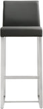 Denmark Performance Vegan Leather Stool with Silver Base - Set of 2 - Grey / Bar Height