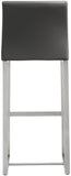 Denmark Performance Vegan Leather Stool with Silver Base - Set of 2 - Grey / Bar Height