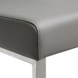 Denmark Performance Vegan Leather Stool with Silver Base - Set of 2 - Grey / Bar Height