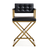 Director Performance Vegan Leather Stool with Gold Base - Black / Counter Height