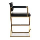 Director Performance Vegan Leather Stool with Gold Base - Black / Counter Height