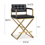 Director Performance Vegan Leather Stool with Gold Base - Black / Counter Height