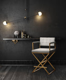 Director Performance Vegan Leather Stool with Gold Base - White / Counter Height