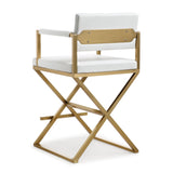 Director Performance Vegan Leather Stool with Gold Base - White / Counter Height