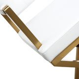 Director Performance Vegan Leather Stool with Gold Base - White / Counter Height