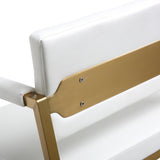 Director Performance Vegan Leather Stool with Gold Base - White / Counter Height