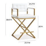 Director Performance Vegan Leather Stool with Gold Base - White / Counter Height