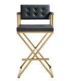 Director Performance Vegan Leather Stool with Gold Base - Black / Bar Height