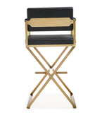 Director Performance Vegan Leather Stool with Gold Base - Black / Bar Height