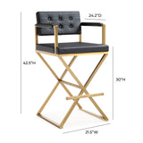 Director Performance Vegan Leather Stool with Gold Base - Black / Bar Height